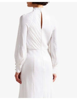 Ted Baker Mayrose Blouson-sleeved Crepe Maxi Dress -Whistles Store R04135849 WHITE ALT04