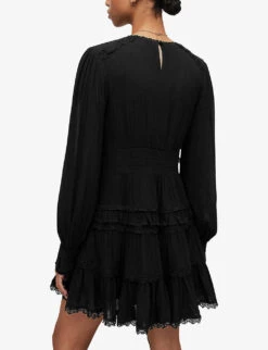 AllSaints Zora Ruffled Woven Mini Dress 10 AllSaints Zora Ruffled Woven Mini Dress -Whistles Store R04136396 BLACK ALT03