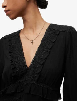 AllSaints Zora Ruffled Woven Mini Dress 11 AllSaints Zora Ruffled Woven Mini Dress -Whistles Store R04136396 BLACK ALT04