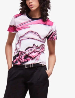 THE KOOPLES Marble-print Short-sleeve Cotton T-shirt 9 THE KOOPLES Marble-print Short-sleeve Cotton T-shirt -Whistles Store R04136818 WHI13 ALT02