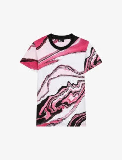 THE KOOPLES Marble-print Short-sleeve Cotton T-shirt