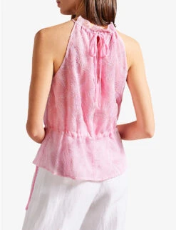 Ted Baker Ivieey Botanical-embroidered Halterneck Woven Top -Whistles Store R04139122 LILAC ALT03