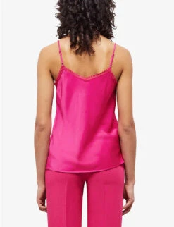 THE KOOPLES Lace-trim V-neck Satin Cami Top -Whistles Store R04139145 PIN01 ALT03