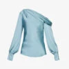 Alice Asymmetric-neck Satin Top -Whistles Store R04140654 CELESTEBLUE M