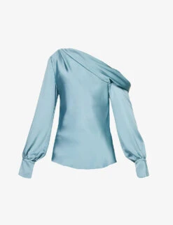 Alice Asymmetric-neck Satin Top
