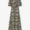THE KOOPLES Floral-print V-neck Woven Midi Dress -Whistles Store R04141755 BLA78 M