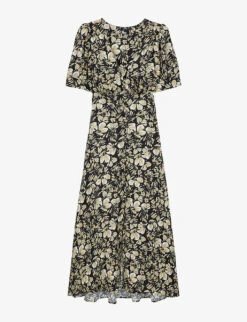 THE KOOPLES Floral-print V-neck Woven Midi Dress