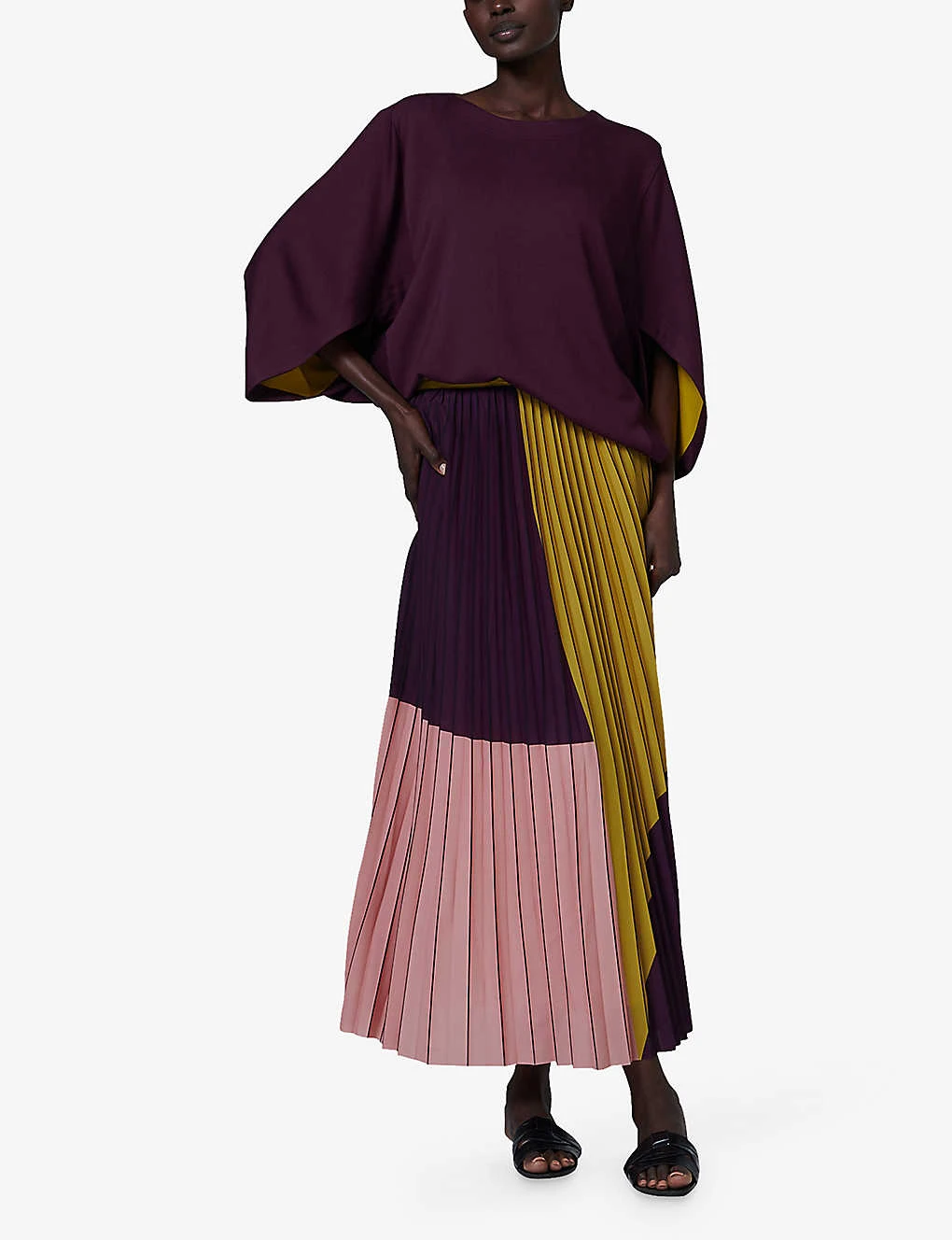 Geometric-pattern Pleated Woven Maxi Skirt 4 Geometric-pattern Pleated Woven Maxi Skirt - Image 2