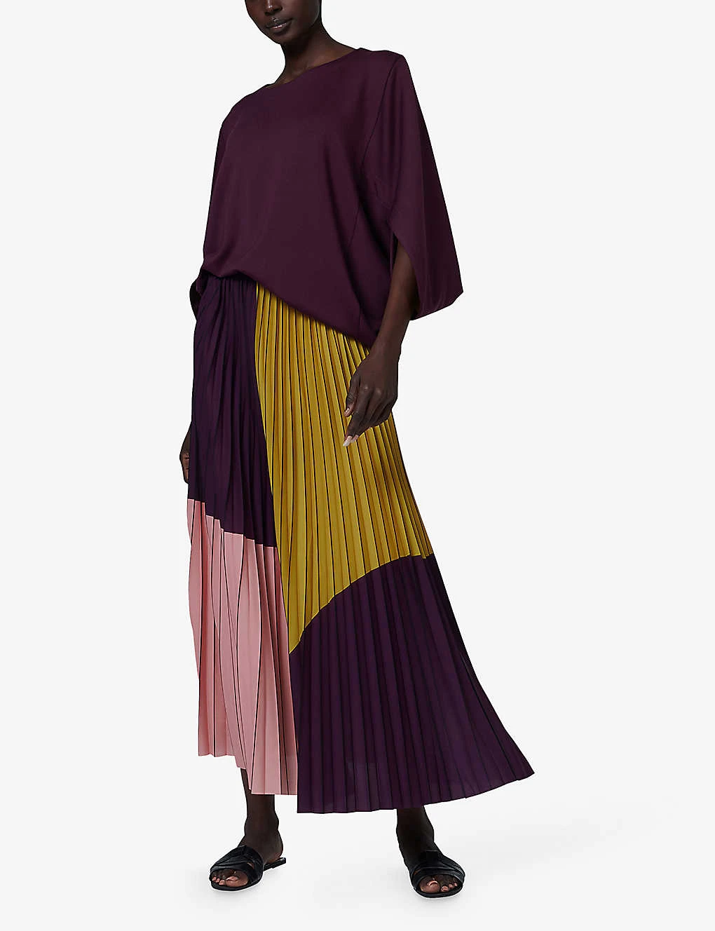 Geometric-pattern Pleated Woven Maxi Skirt 5 Geometric-pattern Pleated Woven Maxi Skirt - Image 3