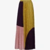 Geometric-pattern Pleated Woven Maxi Skirt 1 Geometric-pattern Pleated Woven Maxi Skirt -Whistles Store R04141916 BURGUNDYMUSTRDROSE M