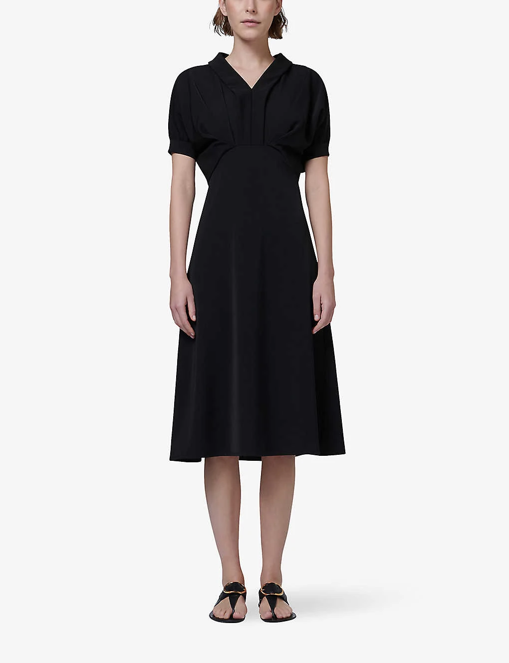 Puff-sleeve V-neck Woven Midi Dress 4 Puff-sleeve V-neck Woven Midi Dress - Image 2