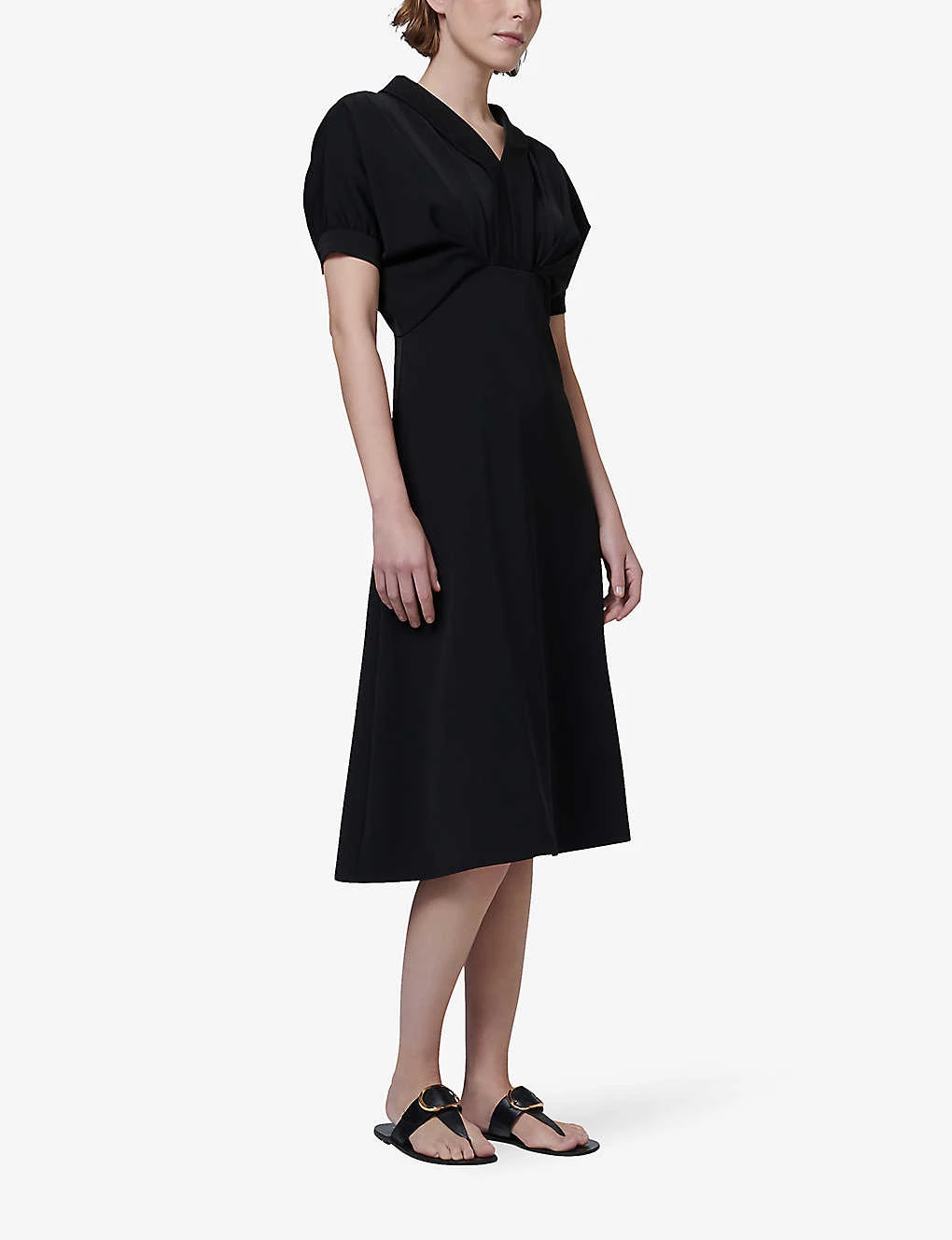 Puff-sleeve V-neck Woven Midi Dress 5 Puff-sleeve V-neck Woven Midi Dress - Image 3