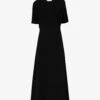 Puff-sleeve V-neck Woven Midi Dress -Whistles Store R04141978 BLACK M