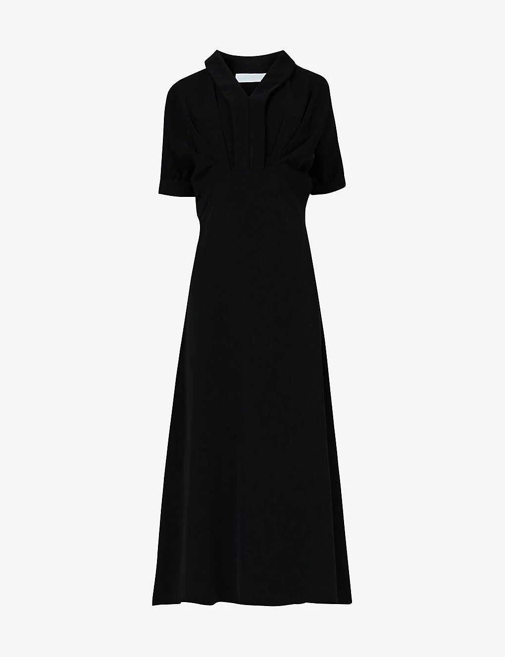 Puff-sleeve V-neck Woven Midi Dress 3 Puff-sleeve V-neck Woven Midi Dress