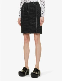 Marine Serre Racing High-waist Shell Midi Skirt -Whistles Store R04142125 BLACK ALT02