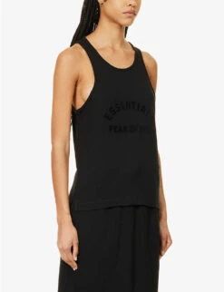 ESSENTIALS Brand-print Cotton-blend Top 9 ESSENTIALS Brand-print Cotton-blend Top -Whistles Store R04142427 JETBLACK ALT02