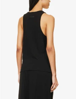 ESSENTIALS Brand-print Cotton-blend Top 10 ESSENTIALS Brand-print Cotton-blend Top -Whistles Store R04142427 JETBLACK ALT03