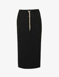 ESSENTIALS Drawstring Cotton-blend Midi Skirt