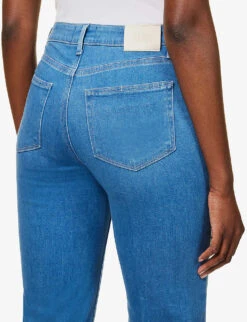 Paige Leenah Flared-leg High-rise Stretch-denim Jeans -Whistles Store R04144096 MIDBLUEMINIMALWASH ALT05