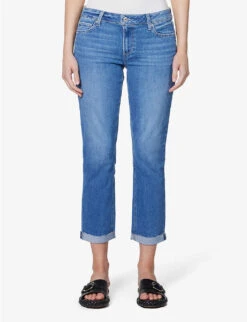 Paige Brigitte Raw-hem Slim-leg Mid-rise Stretch-denim Jeans -Whistles Store R04144127 REFLECTION ALT02