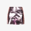 Metallic Straight-leg High-rise Faux-leather Shorts