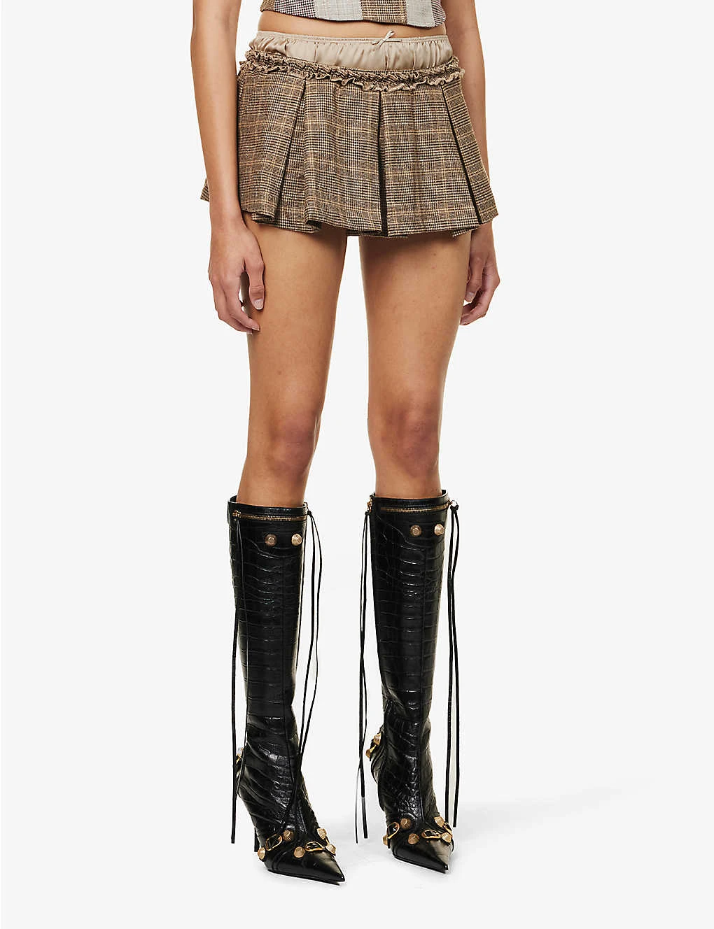Jaded London Pleated Checked Low-rise Stretch-woven Mini Skirt 5 Jaded London Pleated Checked Low-rise Stretch-woven Mini Skirt - Image 3