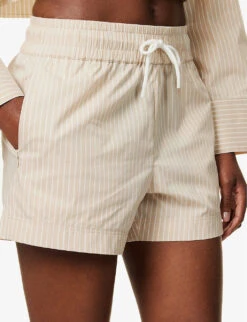 FRAME Drawstring Striped Cotton-blend Shorts -Whistles Store R04146400 SANDMULTI ALT04