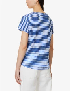 FRAME Easy True Striped Organic-linen Top -Whistles Store R04146425 COBALTMULTI ALT03