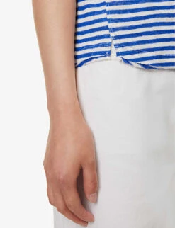 FRAME Easy True Striped Organic-linen Top -Whistles Store R04146425 COBALTMULTI ALT04