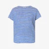 FRAME Easy True Striped Organic-linen Top -Whistles Store R04146425 COBALTMULTI M
