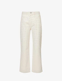 FRAME Le Jane Crop Crystal-embellished Straight-leg High-rise Jeans