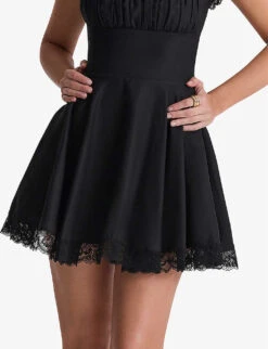 Kaia Square-neck A-line Woven Mini Dress -Whistles Store R04146887 BLACK ALT04