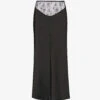 Curzola Lace-panel Satin Midi Skirt -Whistles Store R04147073 BLACK M