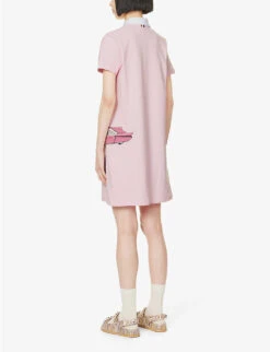 Car-appliquéd Polo-collar Cotton Midi Dress -Whistles Store R04147507 LTPINK ALT03