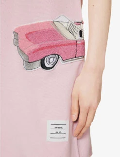 Car-appliquéd Polo-collar Cotton Midi Dress -Whistles Store R04147507 LTPINK ALT04