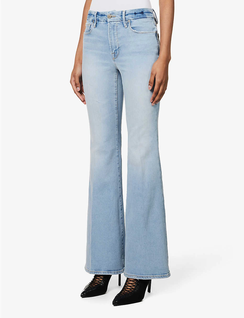 GOOD AMERICAN Good Legs Flared Mid-rise Stretch-denim Jeans 6 GOOD AMERICAN Good Legs Flared Mid-rise Stretch-denim Jeans - Image 4