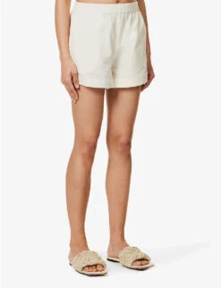 Emery Mid-rise Cotton And Linen-blend Shorts -Whistles Store R04149655 STONE ALT02