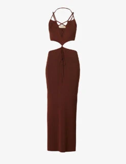 Reis Cut-out Plunge-neck Stretch-woven Maxi Dress