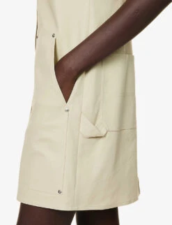 Helmut Lang Flap-pocket Square-neck Stretch-cotton Mini Dress -Whistles Store R04150625 GREIGE ALT04
