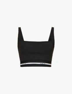 Helmut Lang Logo-waistband Cropped Cotton-blend Top