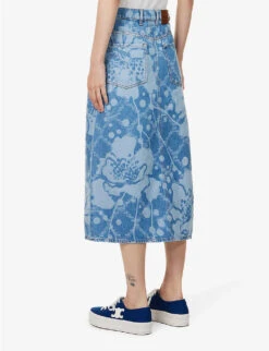 Weekend Max Mara Fonte Floral-pattern Denim Midi Skirt -Whistles Store R04151214 BLUEJEANS ALT03