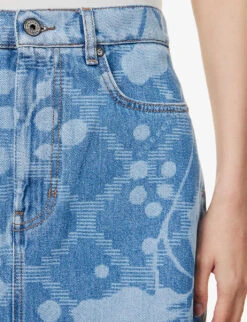 Weekend Max Mara Fonte Floral-pattern Denim Midi Skirt -Whistles Store R04151214 BLUEJEANS ALT05