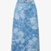 Weekend Max Mara Fonte Floral-pattern Denim Midi Skirt -Whistles Store R04151214 BLUEJEANS M
