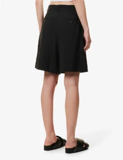 Weekend Max Mara Belbo Pleated Mid-rise Regular-fit Wool Shorts -Whistles Store R04151218 BLACK ALT03