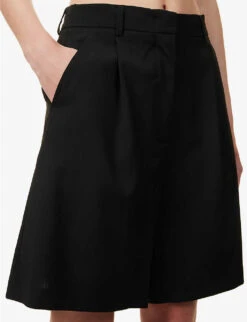 Weekend Max Mara Belbo Pleated Mid-rise Regular-fit Wool Shorts -Whistles Store R04151218 BLACK ALT04