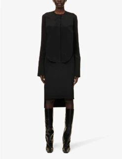 Saint Mary Round-neck Silk Midi Dress 10 Saint Mary Round-neck Silk Midi Dress -Whistles Store R04151421 BLACK ALT02