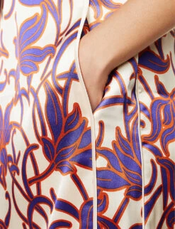 ME AND EM Graphic-print High-neck Satin Mini Dress -Whistles Store R04151486 CREAMPURPLEORANGE ALT05