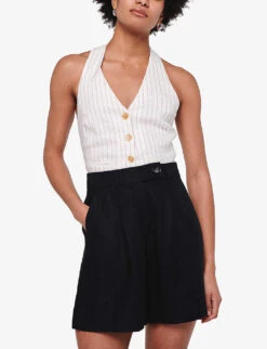 Fidel Tabbed Linen Shorts -Whistles Store R04151537 BLACK ALT02