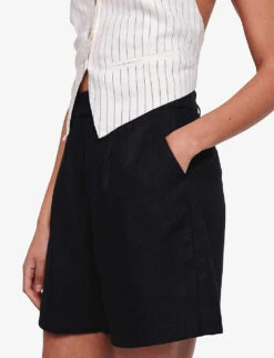 Fidel Tabbed Linen Shorts -Whistles Store R04151537 BLACK ALT04