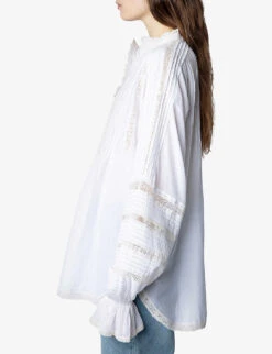 Zadig & Voltaire Tritelia Lace-panel Relaxed-fit Cotton-blend Shirt -Whistles Store R04151920 JUDO ALT02